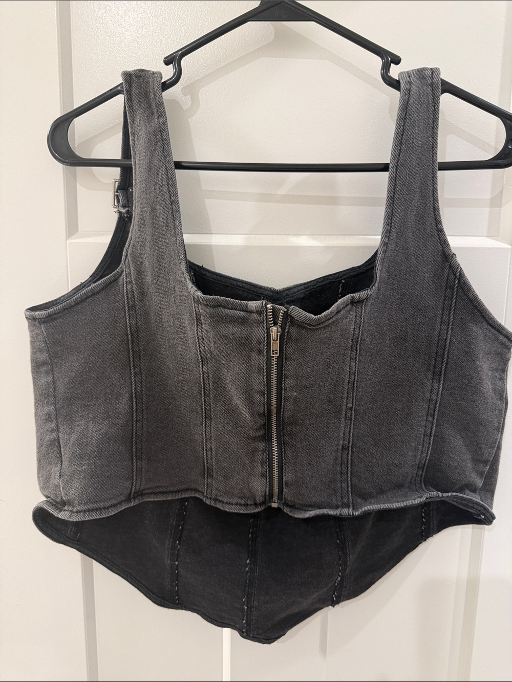 wild fable Dark Gray Denim Corset Tank with Adjustable Buckle Straps - Picture 4 of 4